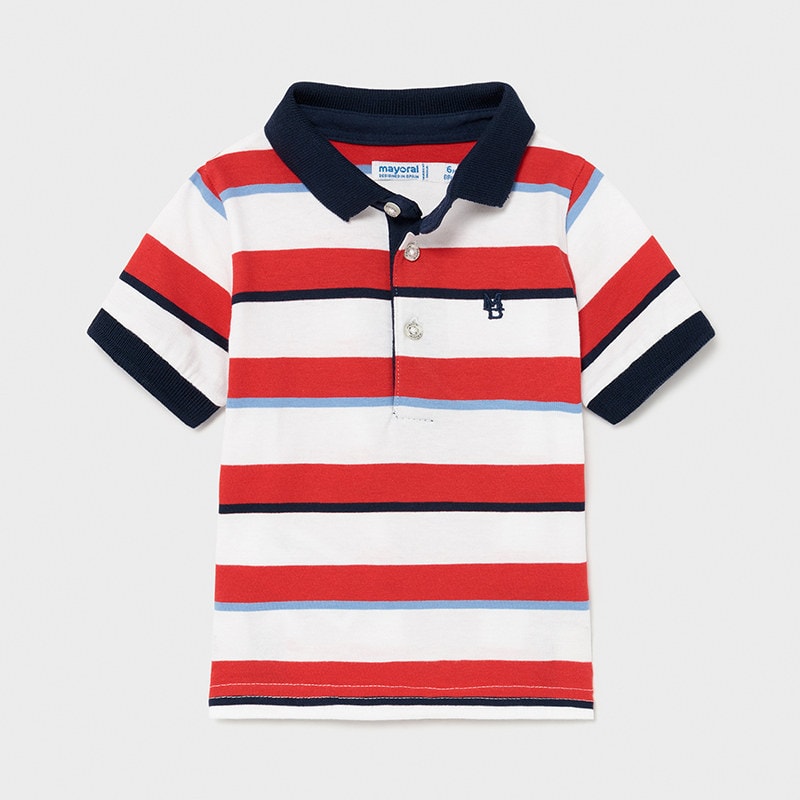 21-01107-094-800-4 Mayoral Βρεφικό Πόλο Μπλουζάκι για Αγόρι Κόκκινο Ριγέ 21-01107-094 - Image 1