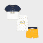 Mayoral Βρεφικό Σετ 3 Τεμαχίων για Αγόρι Λευκό-Πορτοκαλί 21-01668-027