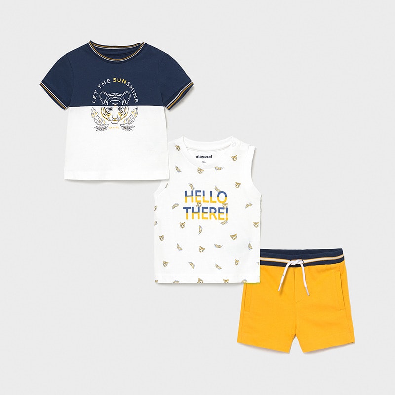 21-01668-025-800-4 Mayoral Βρεφικό Σετ 3 Τεμαχίων για Αγόρι Λευκό-Πορτοκαλί 21-01668-027 - Image 1
