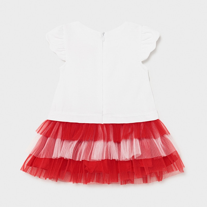 21-01970-093-800-5 Mayoral Βρεφικό Φόρεμα για Κορίτσι Λευκό-Κόκκινο 12-01970-093 - Image 2