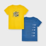 Mayoral Παιδικό Σετ Μπλούζάκια 2 Τεμαχίων Μπλε-Κίτρινο 21-03045-081