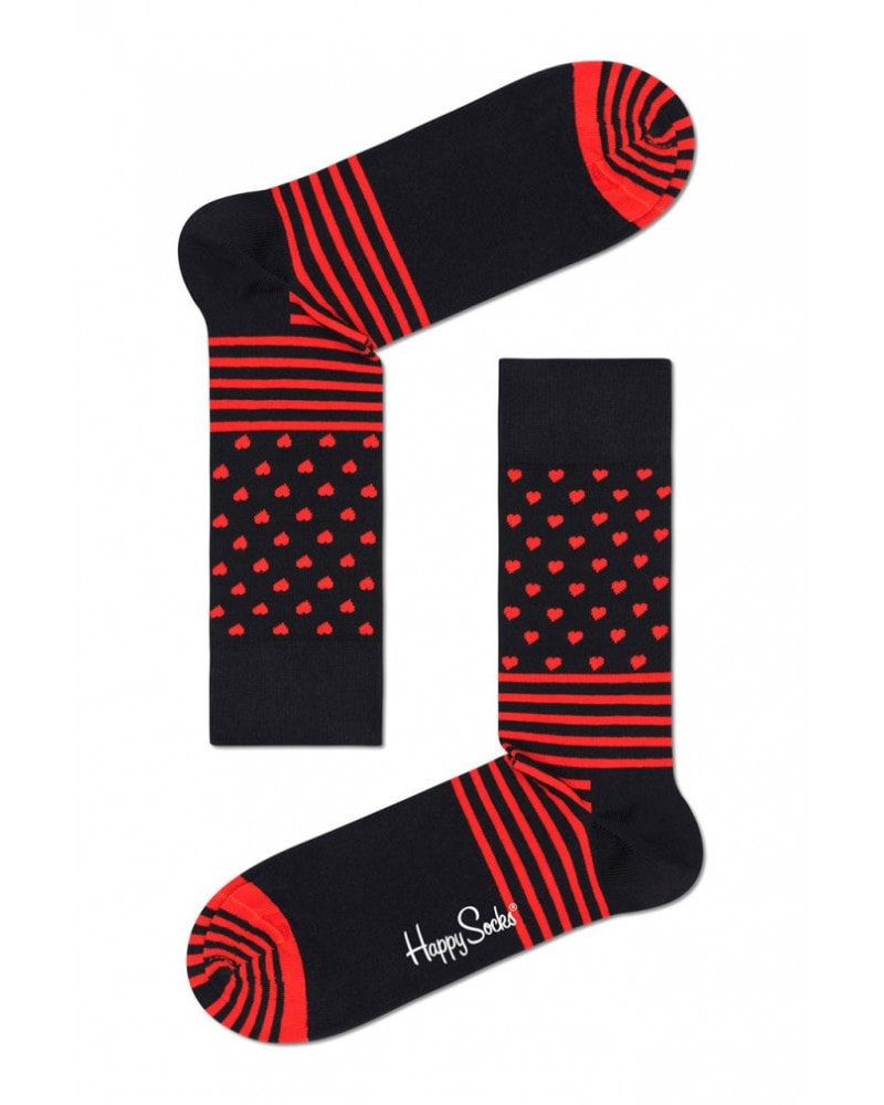 stripes-and-heart-socks-sth01-9000 Happy Socks - Stripes And Heart Sock STH01-9000 - Image 1