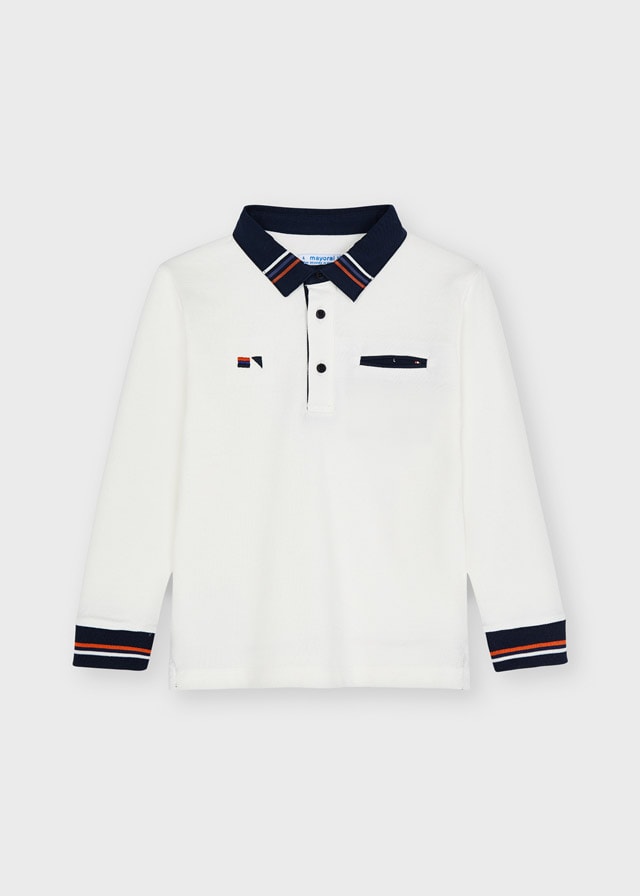 11-04161-059-L-4 Mayoral  Παιδικό Πόλο μακρυμάνικο για Αγόρι Εκρού 11-04161-059 - Image 2