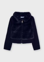 Mayoral Παιδική Ζακέτα Πλεκτή με Γουνάκι Κορίτσι Μπλε 12-04381-018 - Image 2