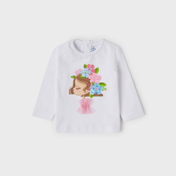 Mayoral Μπλουζάκι Βρεφικό μακρυμάνικο για Κορίτσι Λευκό 22-01035-093