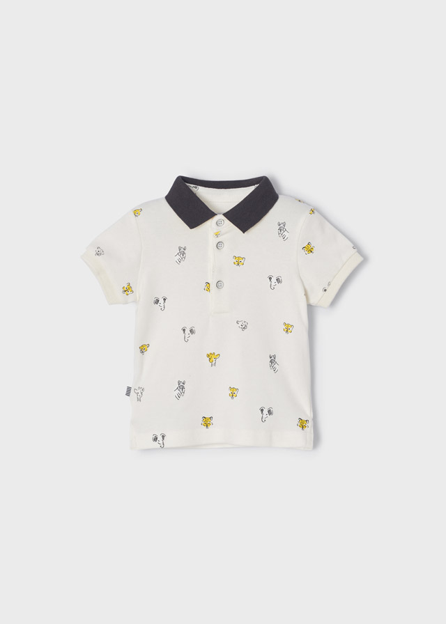 22-01108-034-L-4 Mayoral Βρεφικό Πόλο κοντομάνικο για Αγόρι Σπασμένο Λευκό 22-01108-034 - Image 1