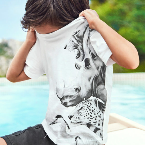 Mayoral Παιδικό Μπλουζάκι κοντομάνικο για Αγόρι Σπασμενο Λευκο 22-03003-037