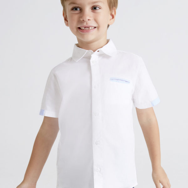 Mayoral Παιδικο Πουκαμισο κοντομανικο για Αγόρι Λευκο 22-03116-010