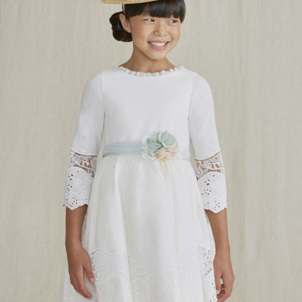 Abel & Lula Παιδικό Φόρεμα βατίστα κεντητό για Κορίτσι Άσπρο 22-05032-006