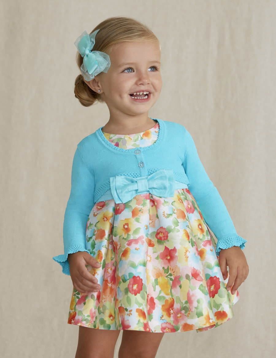 22-05336-084-L-2 Abel & Lula Βρεφική Ζακέτα πλεκτή διάτρητη για Κορίτσι Τιρκουάζ 22-05336-084 - Image 1