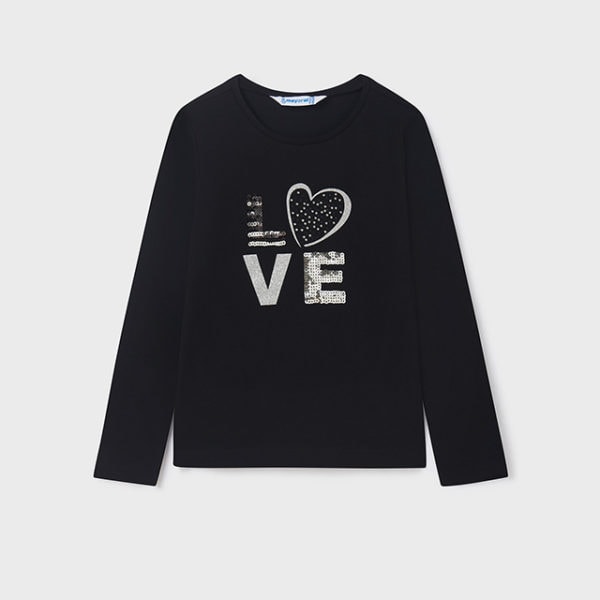 Mayoral Παιδικό Μπλουζάκι μακρυμανικο για Κορίτσι Μαύρο 12-00830-013