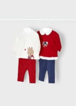 Mayoral Βρεφικό Σετ κολαν για Κορίτσι Λευκό Κόκκινο 12-02704-022
