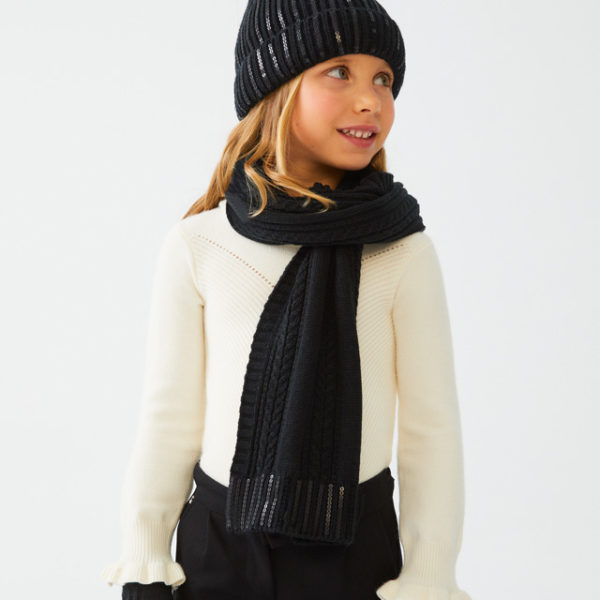 Abel & Lula Παιδικό Σετ σκούφος κασκόλ πούλιες για Κορίτσι Μαύρο 12-05946-084