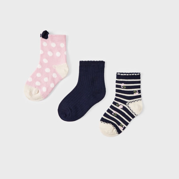 Mayoral Παιδικό Σετ 3 καλτσάκια ECOFRIENDS για Κορίτσι Ροδοπέταλο 12-10271-024