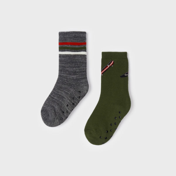 Mayoral Παιδικό Σετ 2 καλτσάκια αντιολισθητικά για Αγόρι Πράσινο 12-10323-022