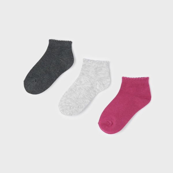 Mayoral Παιδικό Σετ 3 καλτσάκια κοντά για Κορίτσι Μπορντώ 12-10325-074