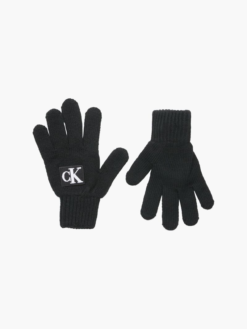 IU0IU00363-BEH Calvin Klein Kids Παιδικά Γάντια MONOGRAM RIB GLOVES Unisex Μαύρο IU0IU00363-BEH - Image 1
