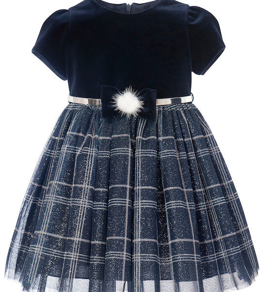 Balloon Chic Παιδικό Φόρεμα βελούδινο για Κορίτσι Μπλε 222F0202