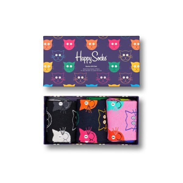 Happy Socks Adults 3-Pack Mixed Cats Socks Gift Set ΣΥΣΚΕΥΑΣΙΑ ΔΩΡΟΥ 3 ΖΕΥΓΗ XMJA08-0150