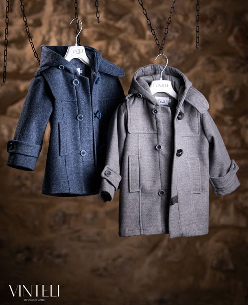 9111-4 Vinteli Βαπτιστικό Παλτό για Αγόρι Γκρι 9111 - Image 1