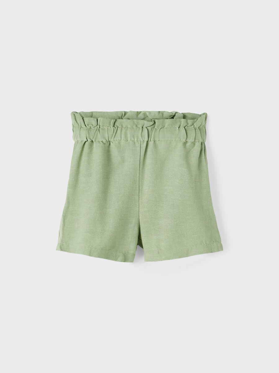 13214244_Basil_003 Name It Παιδικό Σορτς Λινό για Κορίτσι Λαδί 13214244 - Image 1