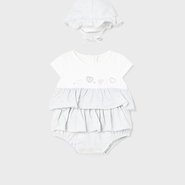 Mayoral Βρεφικά Φορμάκια για Κορίτσι Λευκό-Γκρι 23-01604-018