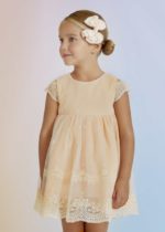 Abel & Lula Παιδικό Φόρεμα τούλι κεντητό για Κορίτσι Ροδακινί 23-05038-063