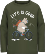 Name it Παιδικό Μπλουζάκι για Αγόρι Μακρυμάνικο Χακί Σταμπωτό 13220378