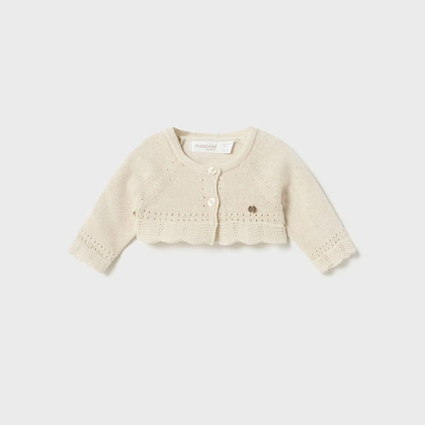 Mayoral Βρεφική Ζακέτα κοντη Πλεκτή βασικη για Κορίτσι Μπεζ 13-00307-053