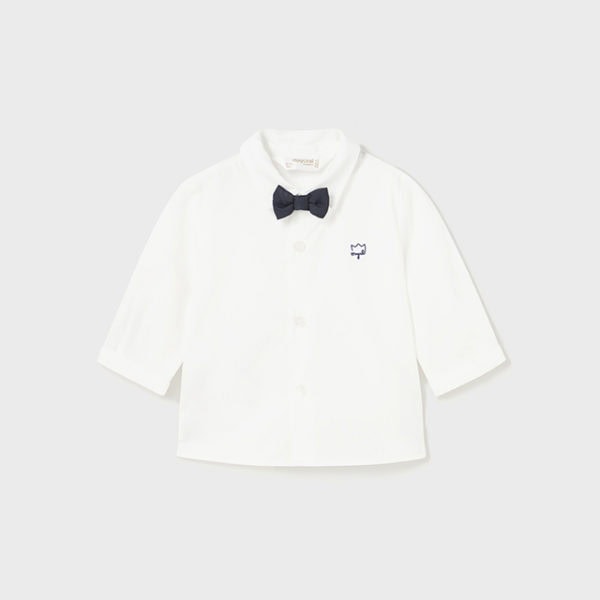 Mayoral Βρεφικό Πουκαμισο μακρυμάνικο και παπιγιον για Αγόρι Εκρού 13-02165-097
