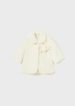 Mayoral Βρεφικό Παλτό με γουνακι  για Κορίτσι Εκρού 13-02405-079