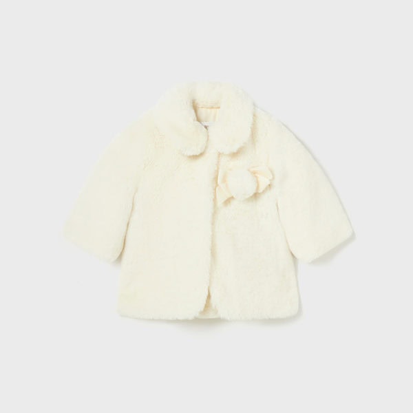 Mayoral Βρεφικό Παλτό με γουνακι  για Κορίτσι Εκρού 13-02405-079