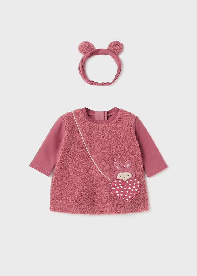 13-02844-042-L-4 Mayoral Βρεφικό Φόρεμα μάλλινο με Στέκα για Κορίτσι Ροζ 13-02844-042 - Image 1