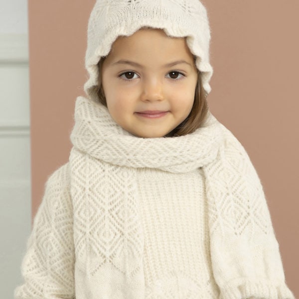 Abel & Lula Παιδικό Σετ Σκουφος Κασκολ Διάτρητο για Κορίτσι Εκρού 13-05976-004