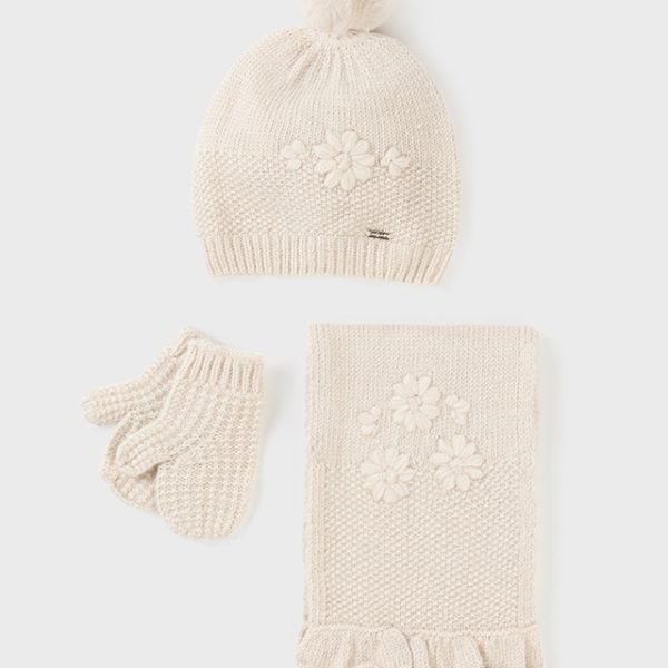 Mayoral Παιδικό Σετ σκουφος κασκολ γαντια  για Κορίτσι Εκρού 13-10535-016