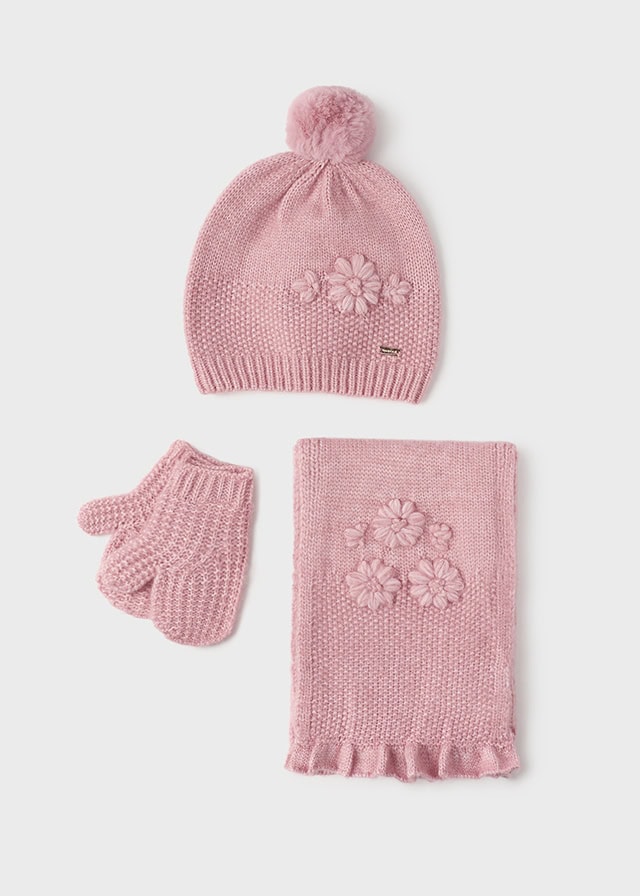 13-10535-017-L-4 Mayoral Βρεφικό Σετ 3 Τεμαχίων Σκουφάκι-Γάντια-Κασκόλ για Κορίτσι Ροζ 13-10535-017 - Image 1
