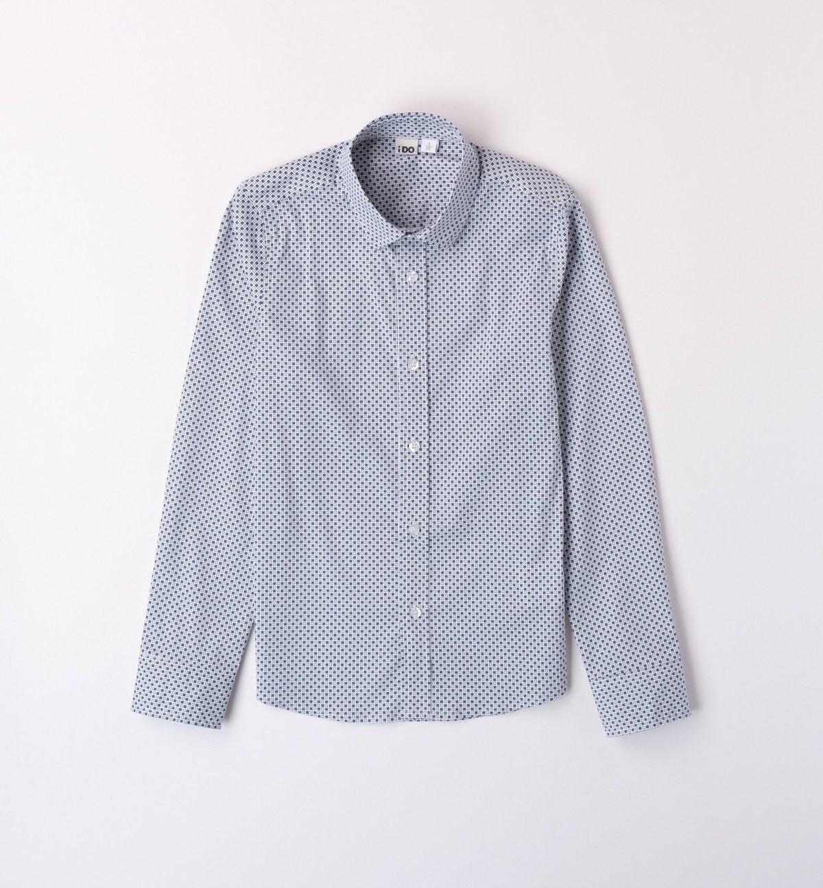 47682-g1-6k46~Folded~e-commerce iDo Παιδικό Πουκάμισο για Αγόρι Άσπρο-Μπλε 47682-6K46 - Image 1