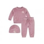 Calvin Klein Παιδικό Σετ Βελούδινα Φορμάκια με Σκούφο σε Συσκευασία Δώρου για Κορίτσι Ροζ IN0IN00100-VCP