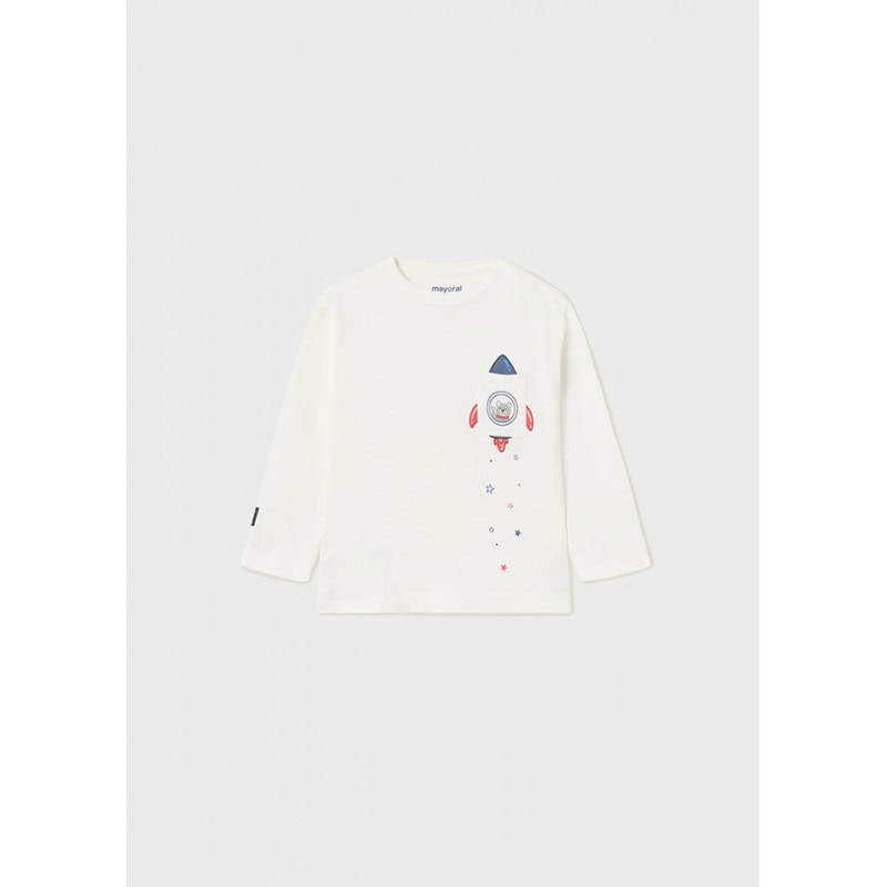 13-02015-072-L-4-800x800 Mayoral Βρεφική Μπλούζα Μακό για Αγόρι Λευκό 13-02015-072 - Image 1