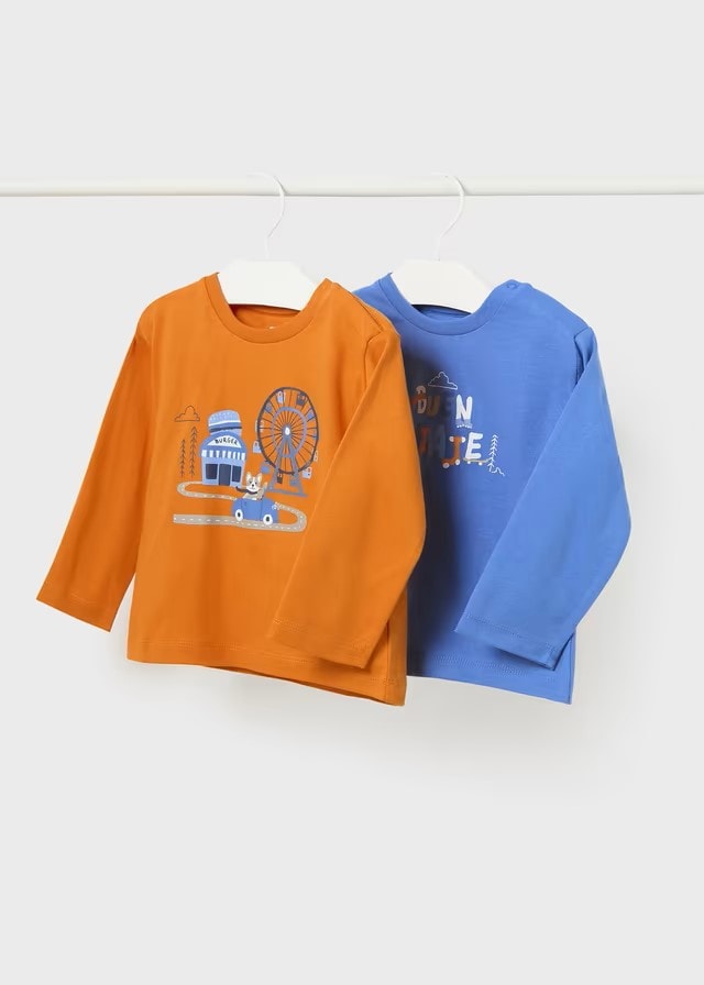 2022 Mayoral Βρεφικό Σετ 2 Μπλούζες Μακό για Αγόρι Μπλε 13-02022-015 - Image 1