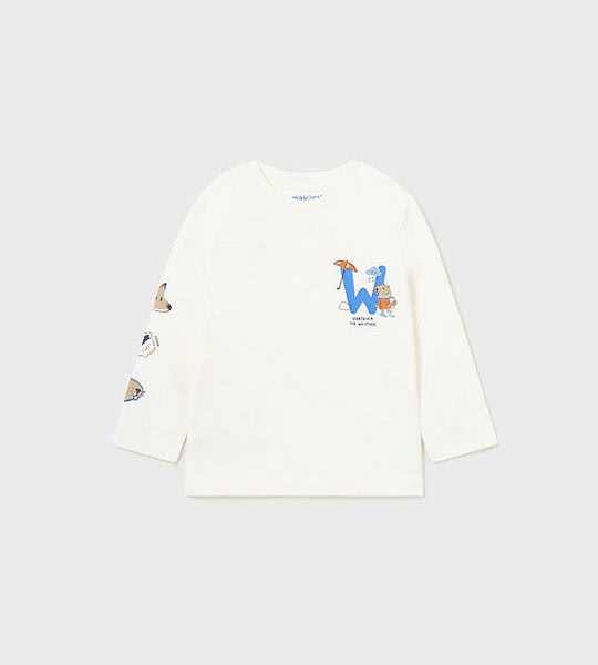 Mayoral Βρεφική Μπλούζα Μακό για Αγόρι Λευκό 13-02020-096