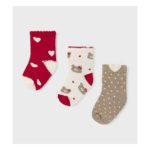 Mayoral Παιδικά Καλτσάκια 3 Τεμαχίων για Κορίτσι Κόκκινο-Καφέ  13-10526-092