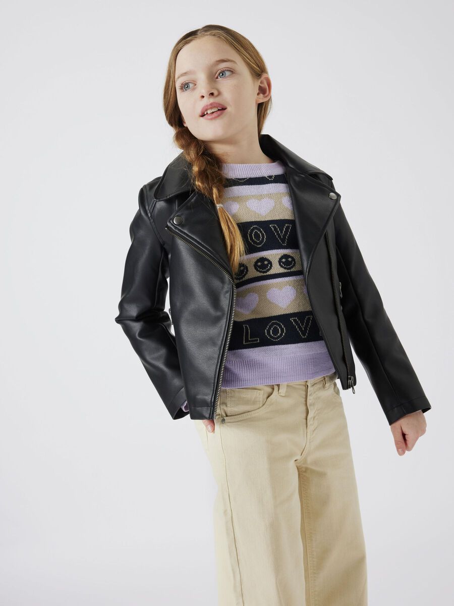 13225758_Black_008 Name it Παιδικό Τζάκετ Δερμάτινο για Κορίτσι Μαύρο 13225758 - Image 4