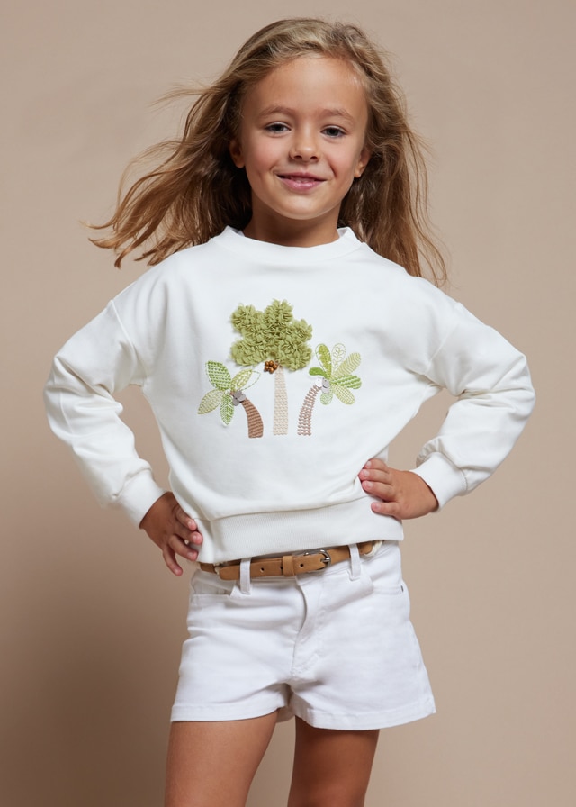 24-00234-034-L-1 Mayoral Παιδικό Σορτς Καπαρτινέ για Κορίτσι Λευκό 24-00234-034 - Image 1