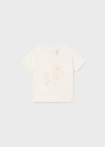 Mayoral Παιδική Μπλούζα κοντομάνικη κεντητή για Κορίτσι Μπεζ 24-01009-053