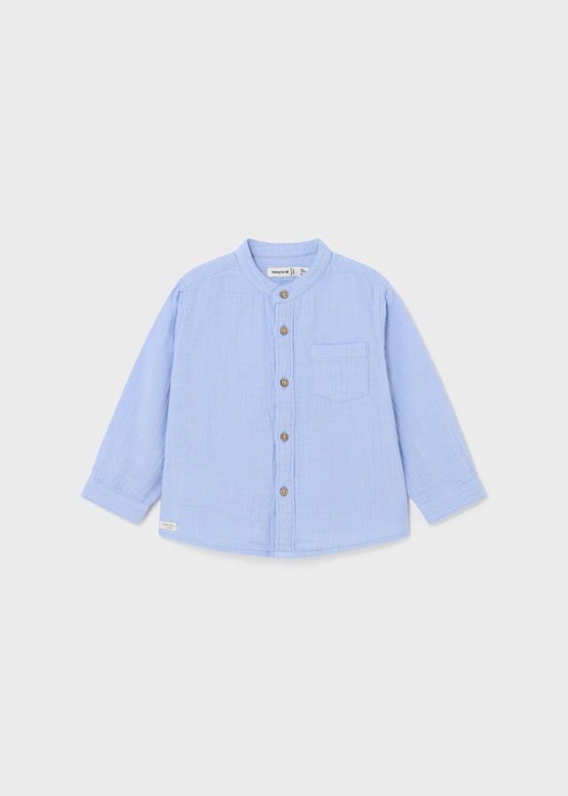 24-01114-096-L-4 Mayoral Παιδικό Πουκάμισο μακρυμάνικο γκοφρε για Αγόρι Μπλε 24-01114-096 - Image 1