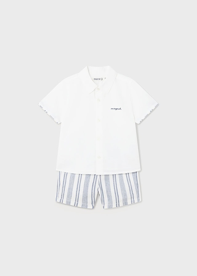 24-01248-045-L-4 Mayoral Παιδικό Σετ Βερμούδα λινή αμπιγιέ για Αγόρι Μπλε 24-01248-045 - Image 1