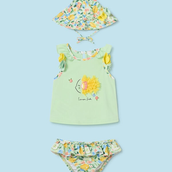 Mayoral Παιδικό Σετ μαγιο με Καπέλο για Κορίτσι Πράσινο 24-01633-073