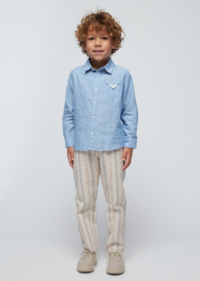 24-03122-066-L-3 Mayoral Παιδικό Πουκάμισο μακρυμάνικο λινό για Αγόρι Μπλε 24-03122-066 - Image 5