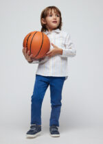 Mayoral Παιδικό Πουκάμισο μακρυμάνικο ριγε oxford για Αγόρι Λευκό 24-03123-032 - Image 5